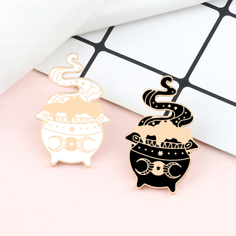 Ведьмина волшебная плита Брошь Картинная Волшебник Флакон Заколки Темно-черные Готические Значки Заколка Лацкан Задник Штаны Изделия Из Джинсового Материала Подарок для Друга.