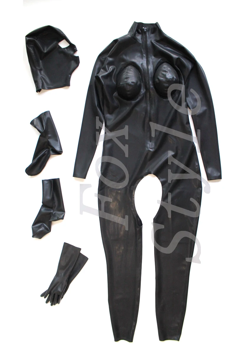 Резиновый Фетиш латексный костюм полное покрытие с чашками карманы чтобы