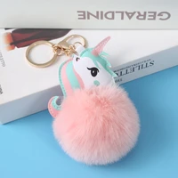bag ornament itabag pendant cute faux fur unicorn key chain soft hairball bag accessories purses phone charm backpack keychain