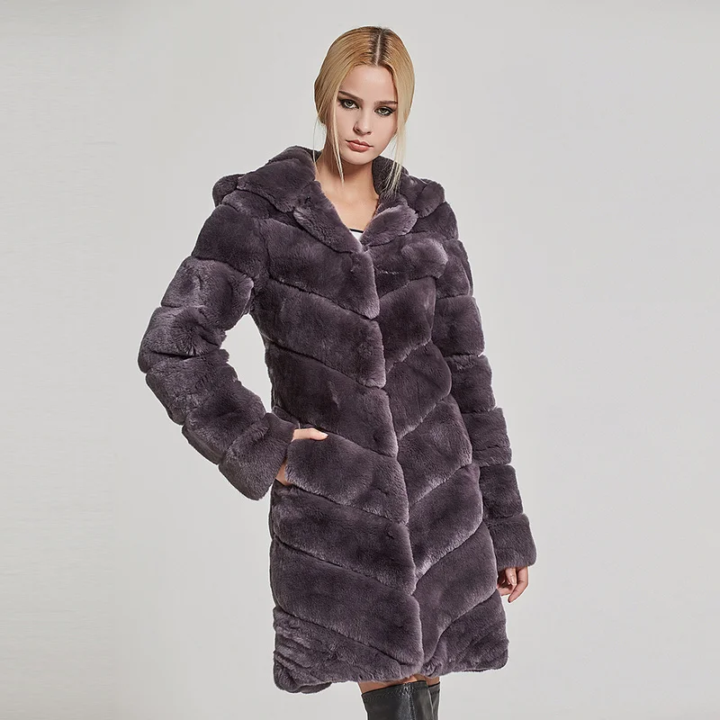 Women's Coats Real Fur Coat Women Rabbit Winter jacket Jacket with Hood Story FS17154 | Женская одежда