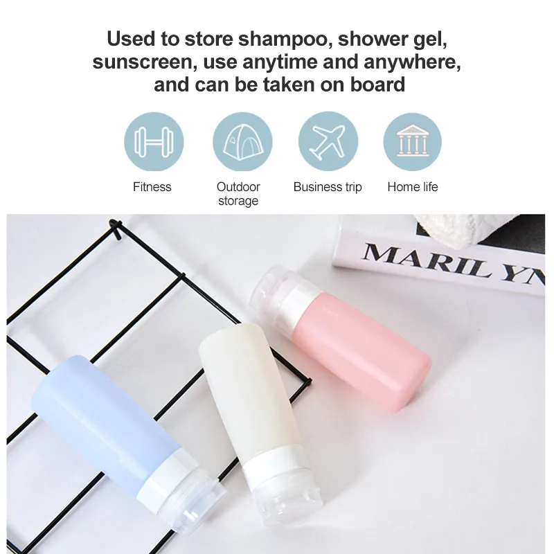

Silicone refillable bottle, squeeze bottle, silicone emulsion travel bottle, empty cosmetic container storage bottle