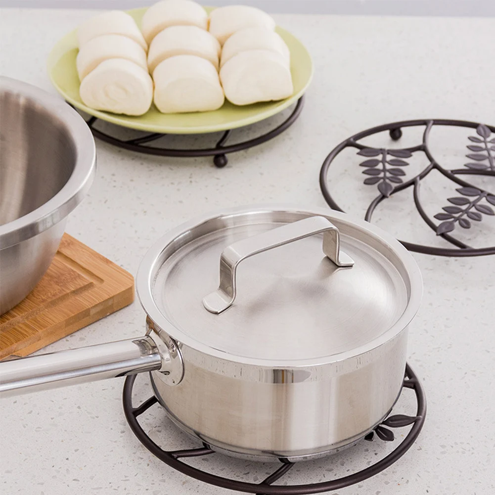 

3pcs/set Living Room Iron Art Metal Trivet Flower Holder Base Home Teapot Modern For Hot Pots Pans Round Indoor Plants