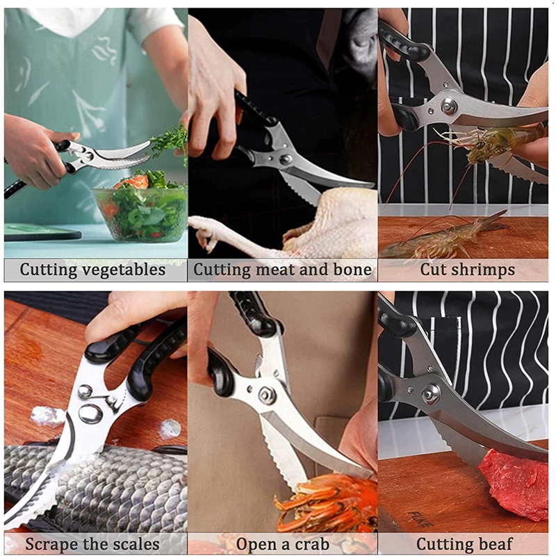 kitchen scissors stainless steel chicken bone shears knife kitchen gadget for vegetable meat barbecue duck fish cutter free global shipping