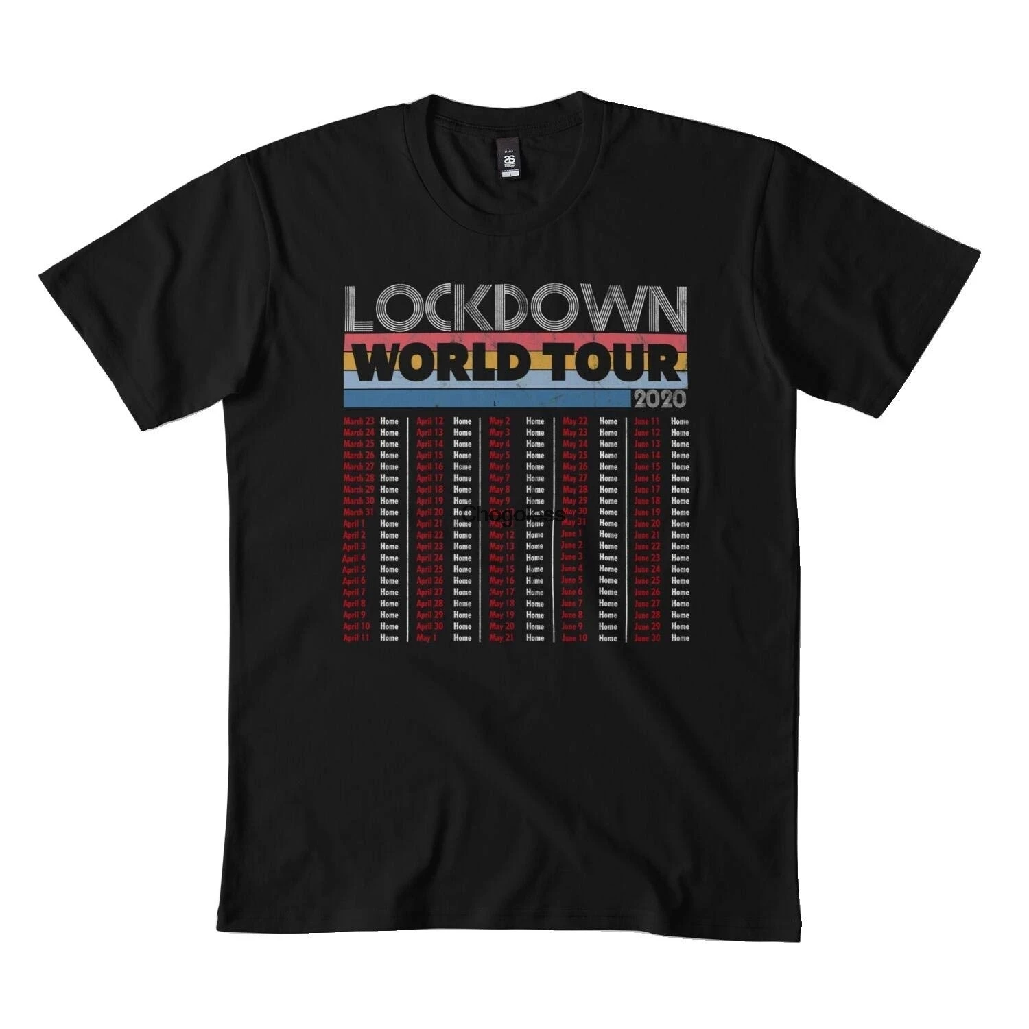 

Lockdown World Tour 2020 Funny Social distancing Music Festival Parody Slim Fit t-Shirt bl Black
