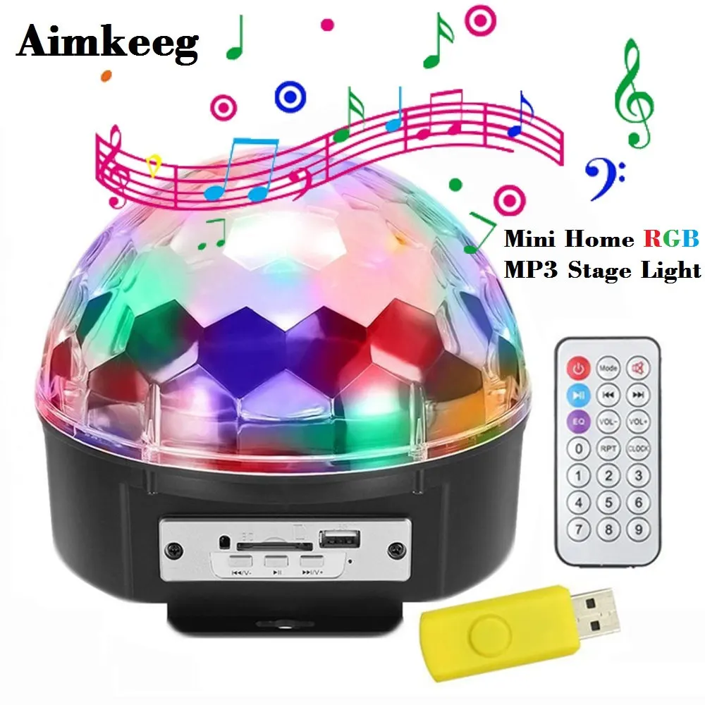Мини 6 LED RGB Расширенный голосовой контроль сценический светильник светодиодный