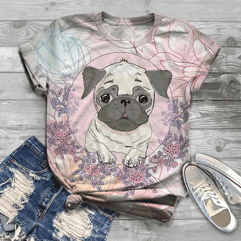 

2021 летние 3D печать женская футболка с забавными животными, модная новинка, милый рисунок размера плюс Топ