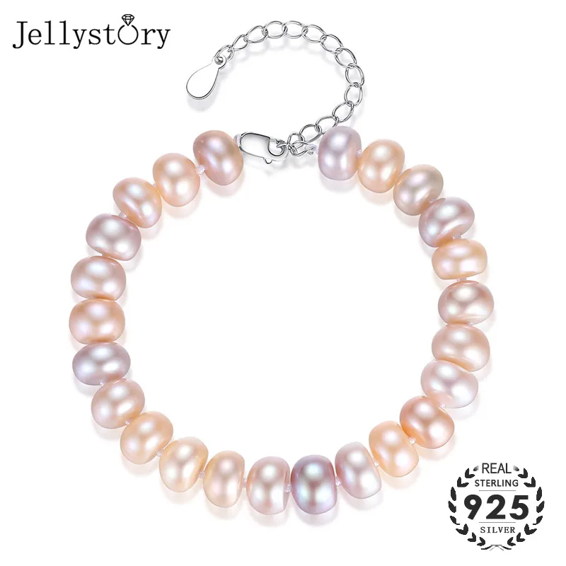 Женский браслет с натуральным жемчугом из серебра 925 пробы|Гибкие и жесткие