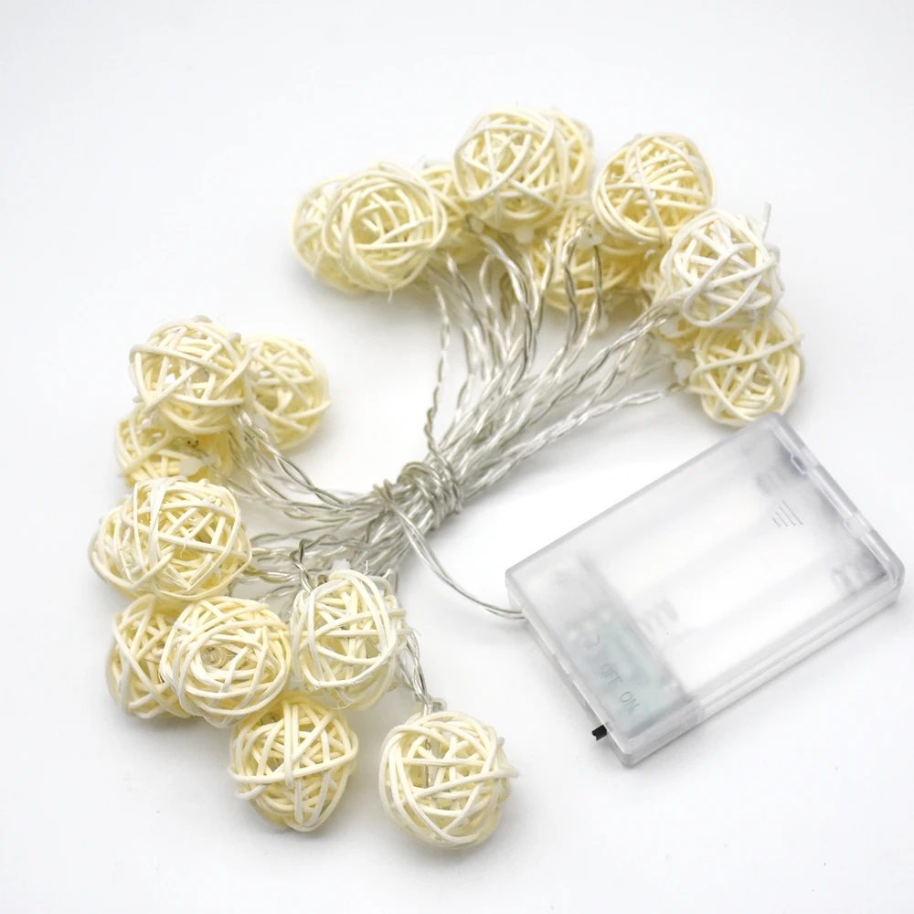 

Rattan Ball Lights Battery Powered Fairy Lights 1.5M 3M 6M 10M Event Decorative Lighting for Home Garden Party Wedding Christmas