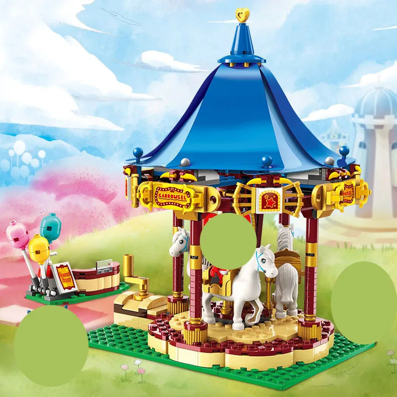 2019 просвечивающий Али карусель из мультфильма город совместимый Строительный