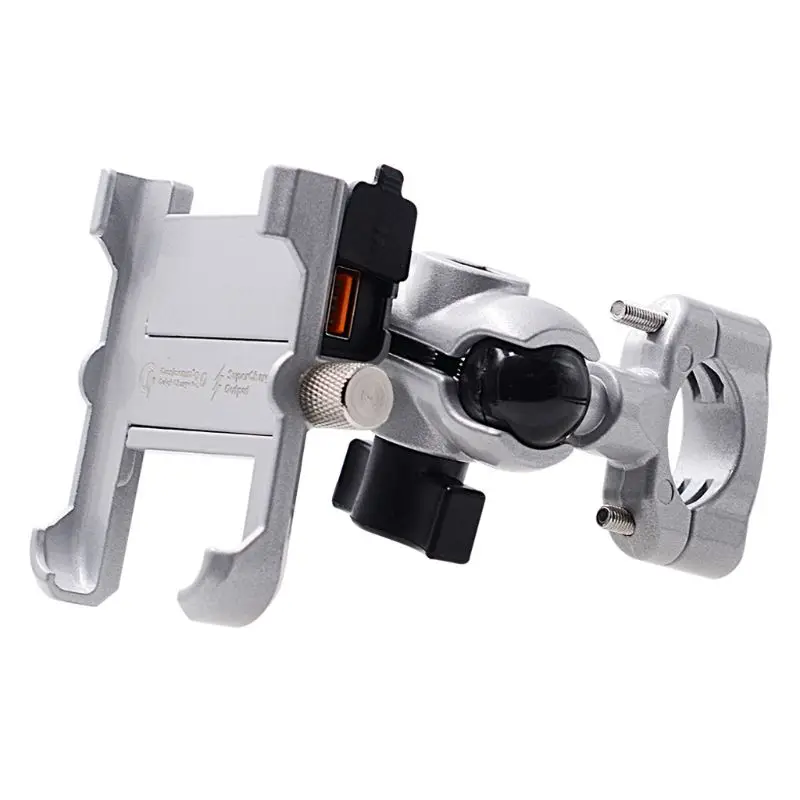

Waterproof Metal Motorcycle Smart Phone Mount with QC 3.0 USB Quick Charger Motorbike Mirror Handlebar Stand Holder for Samsung