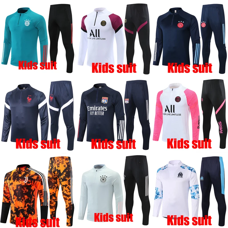 

OM PSG Portugal Espaa Kids suit tracksuit training wear custom football kit jogging Survetement