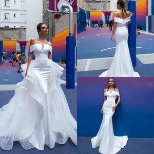 Gorgeous Mermaid Wedding Dresses With Detachable Train Off Shoulder Country Wedding Dress Bridal Gowns Plus Size Abiti Da Sposa Gorgeous Mermaid Wedding Dresses With Detachable Train Off Shoulder Country Wedding Dress Bridal Gowns Plus Size Abiti Da Sposa