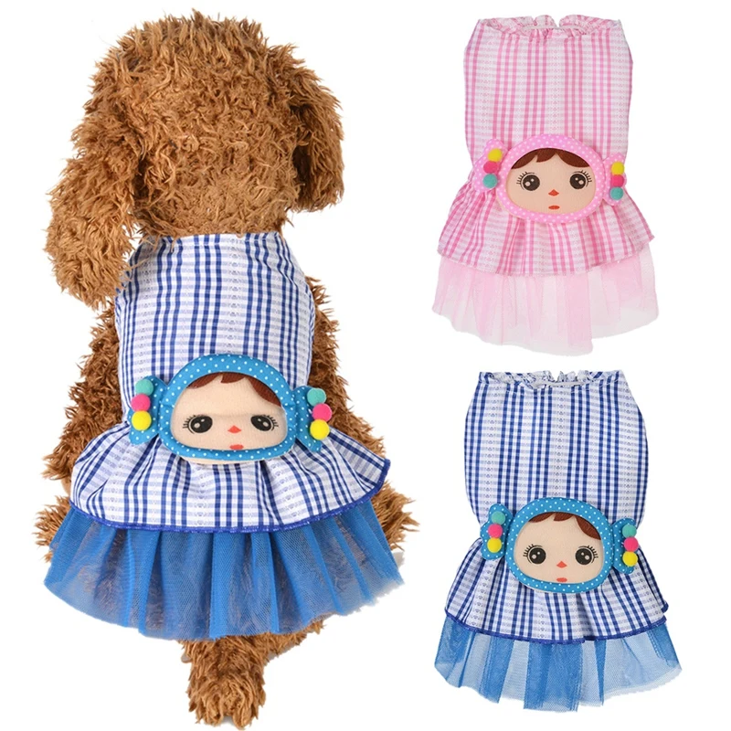 Летнее платье принцессы костюм для животного с Сетчатое девочкой печатных щенок