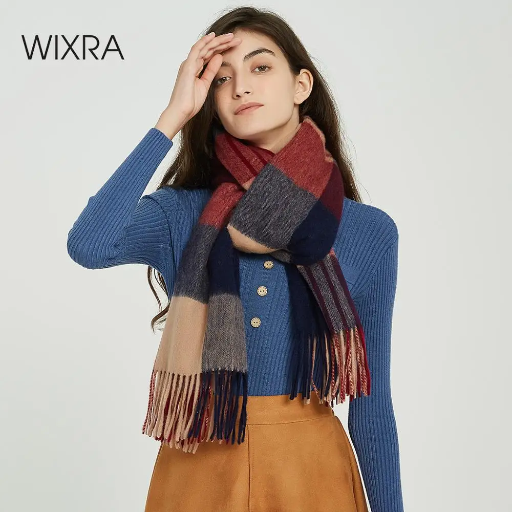 Wixra классический плед овчина шарф шаль тёплый платок шарфы кашемировые шарфы на каждый день осень зима