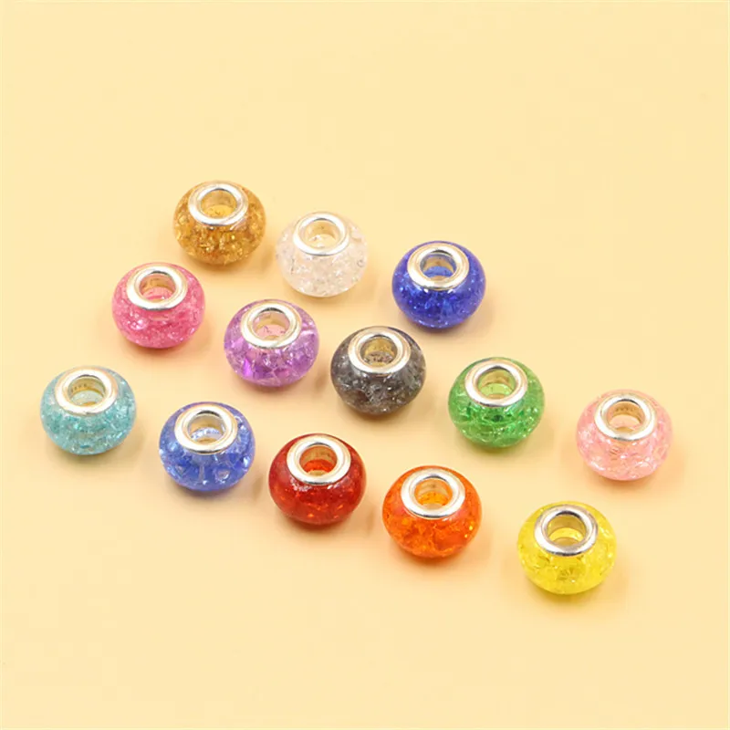10 шт./лот разноцветные бусины из смолы с большим отверстием 5 мм для браслетов