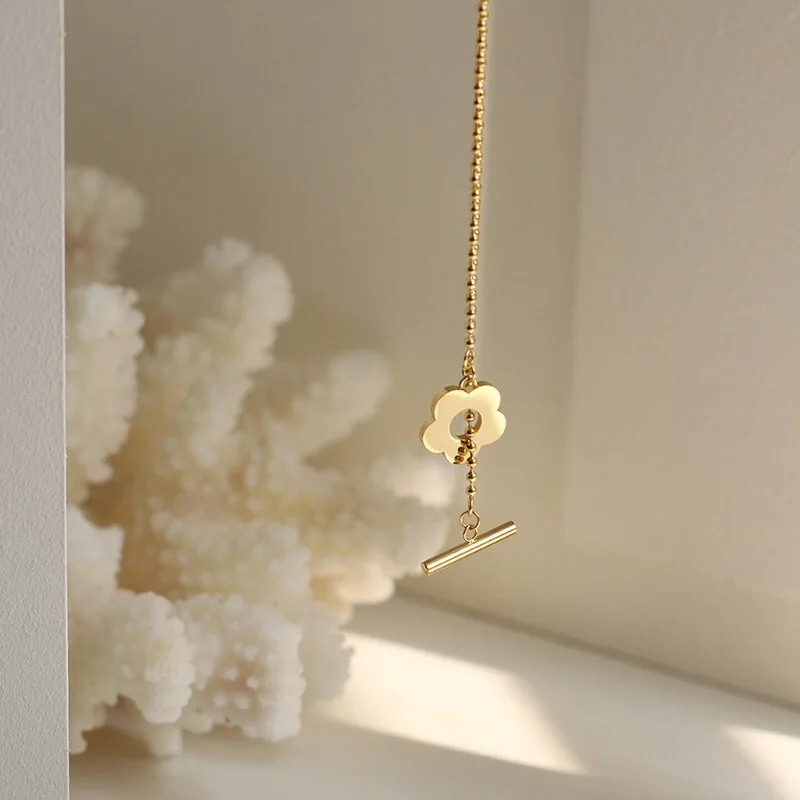 Ожерелье-чокер женское из титановой цепи с цветочным принтом дизайнерское