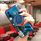 KONSMART, чехол для Xiaomi Redmi Note 9T 5G Ретро 3D камера чехол для телефона Xiaomi Redmi Note9T мультфильм мягкая силиконовая накладка на заднюю панель с держателем