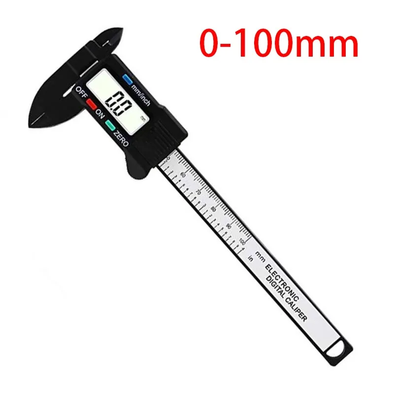 black 0-100mm 0-100 мм 150 мм ЖК цифровой штангенциркуль микрометр размер электронный углеродное волокно - Цвет: black 0-100mm