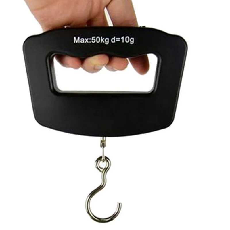 Портативные цифровые ручные весы с крючком для рыбы 50 кг/10 г электронное