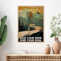 yoga lovers gift stay wild moon child vintage canvas poster lose your mind find your soul painting art print yoga room decor
