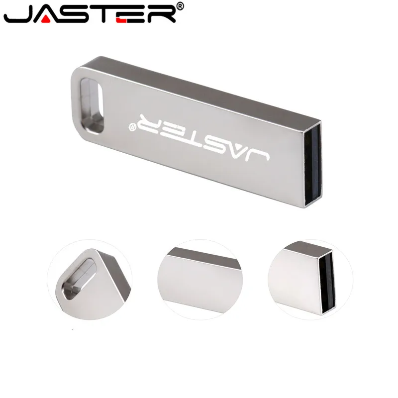 

JASTER USB 2.0 Waterproof USB Flash Drive Metal Silver Pen Drive 4GB 16GB 32GB 64GB Pendrive Memory Stick u Disk customer logo