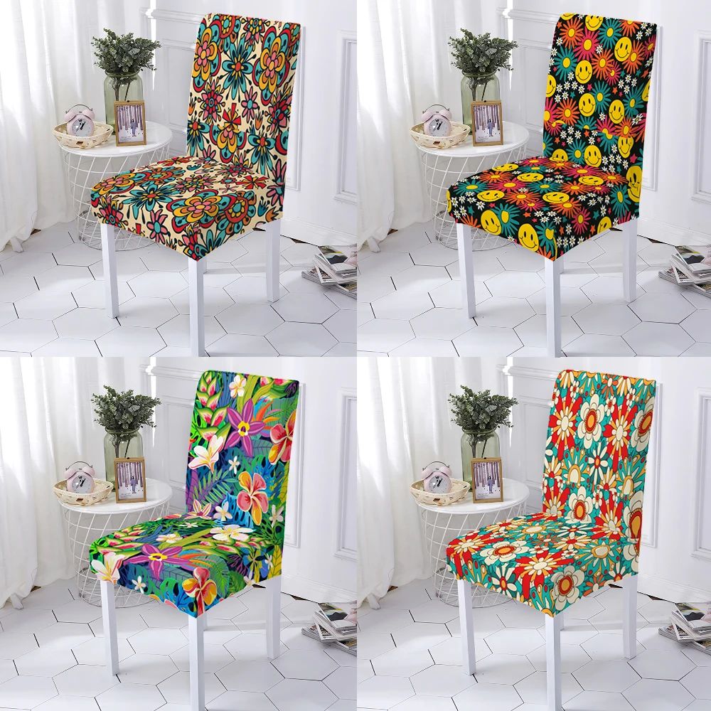 

Geometric Pattern Spandex Chair Slipcover Chairs Covers Chairs Kitchen Spandex Wedding Chair Cover Banquet 1/2/4/6 Pcs Home O