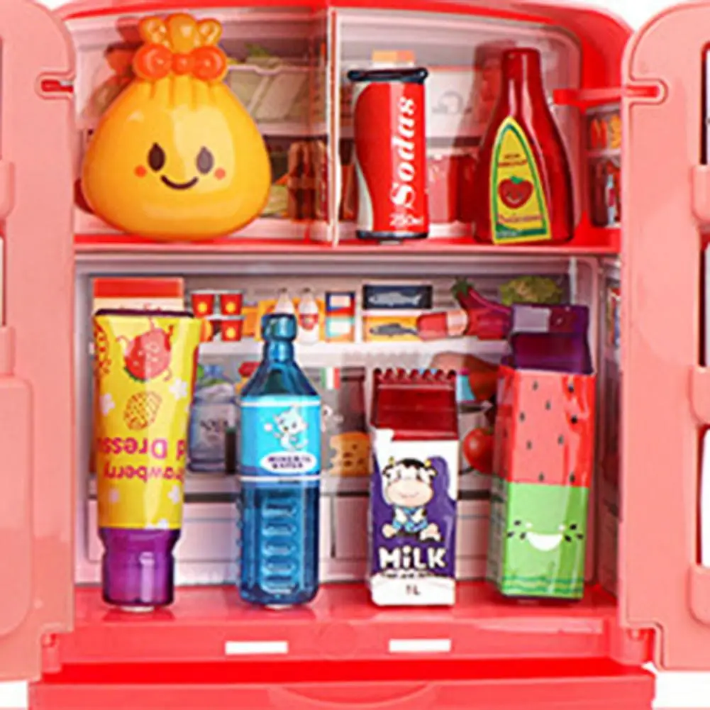 Миниатюрный двойной холодильник с имитацией двери детская игрушка для ролевых