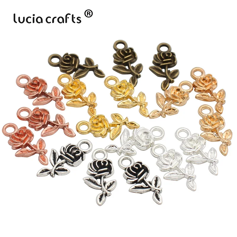 Lucia ручная работа 25 шт. подвески розы сплав кулон бусины браслет ожерелье серьги