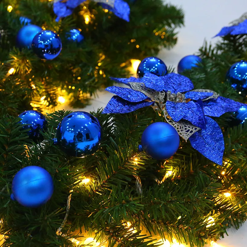 

New Year Christmas Outdoor Decorations for Home Window Christmas Garland Green with LED Lights Christmas Tree Ornaments Pendant