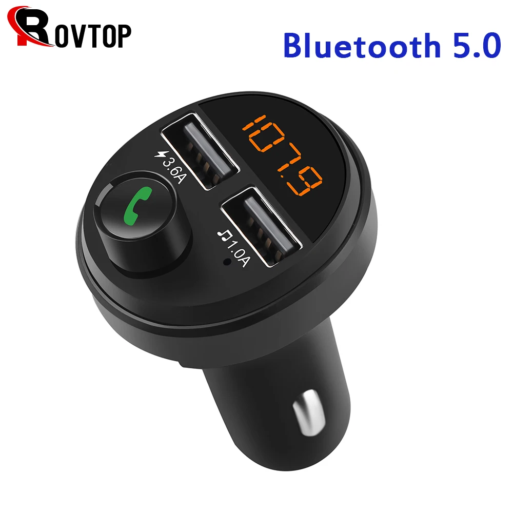 Rovtop Bluetooth автомобильный комплект громкой связи беспроводной fm-передатчик 3.1A 3.6A Быстрая зарядка двойной USB зарядное устройство lcd TF карта Автомобильный MP3-плеер