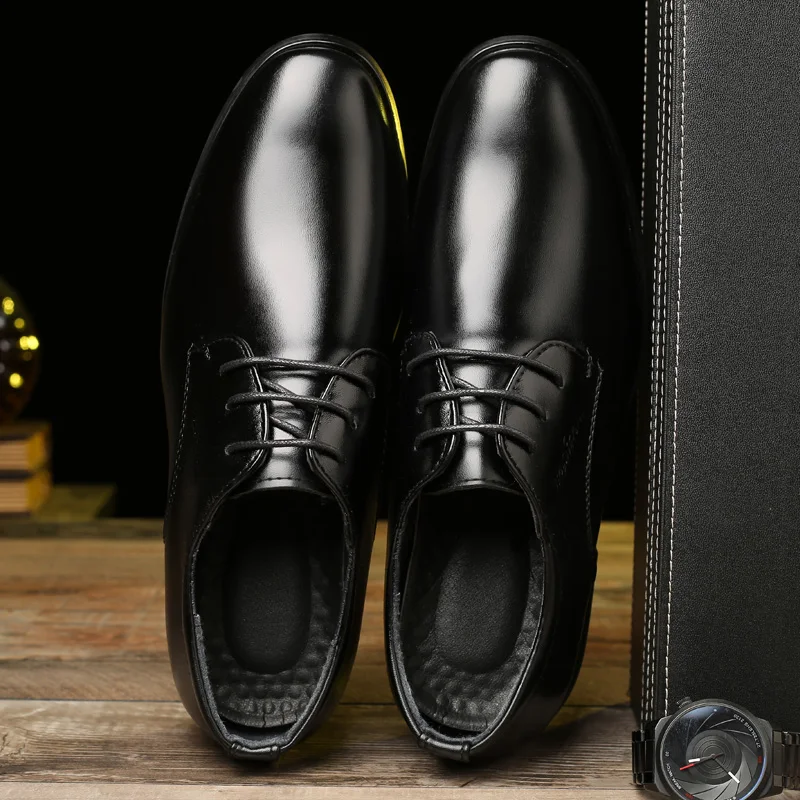 Дизайнерские черные кожаные мужские туфли на шнуровке удобная модная обувь для