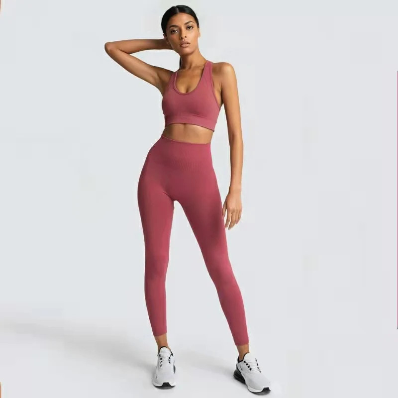 

Seamless Women Yoga Set High Waist Yoga Pants Gym Women Sportswear Sport Leggings Sports Bra Workout Sports 2 Piece Set