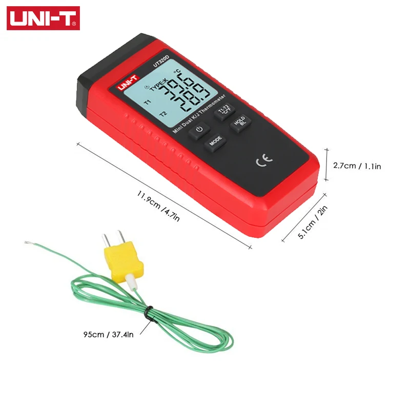 UNI T Термометр Mini Contact термоdual двухканальный K/J UT320D данные термопары для