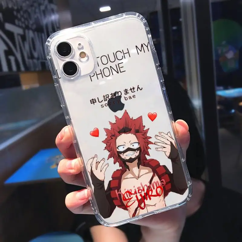 

Kirishima My Hero Academia Anime Phone Case Transparent for iPhone 11 12 mini pro XS MAX 8 7 6 6S Plus X 5S SE 2020 XR
