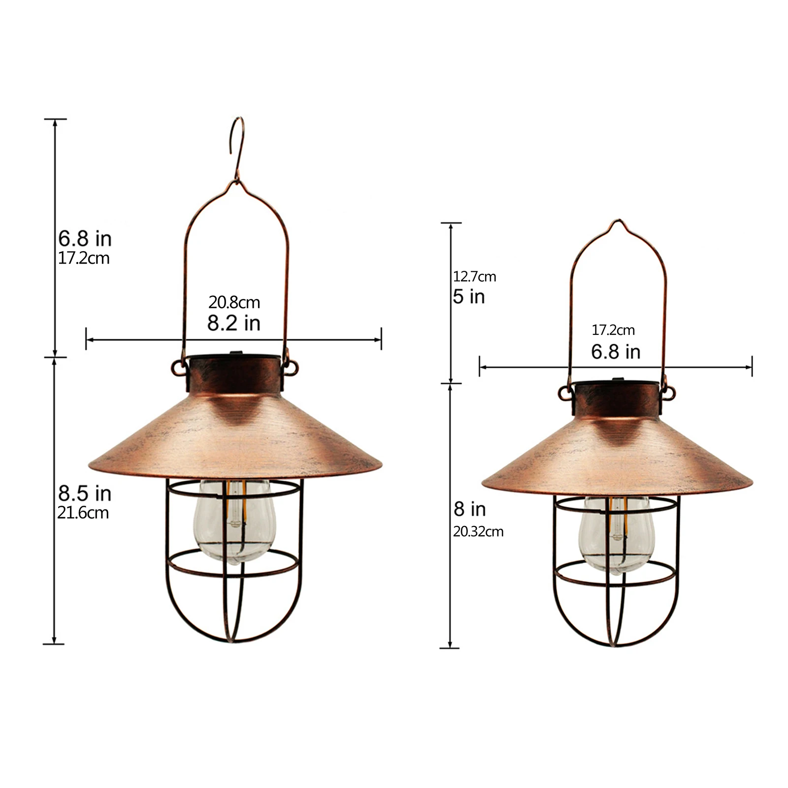 

Solar Lantern Lamp Outdoor Hanging Solar Lanterns Waterproof Vintage Metal LED with Tungsten Bulb Decorative for Patio Backyard