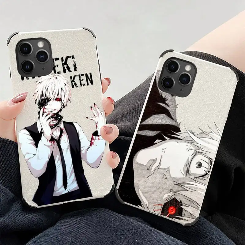 

Japan Anime Tokyo Ghoul Phone Case Lambskin Leather For iphone 12 11 8 7 6 XR X XS PLUS MINI PLUS PRO MAX Shockproof