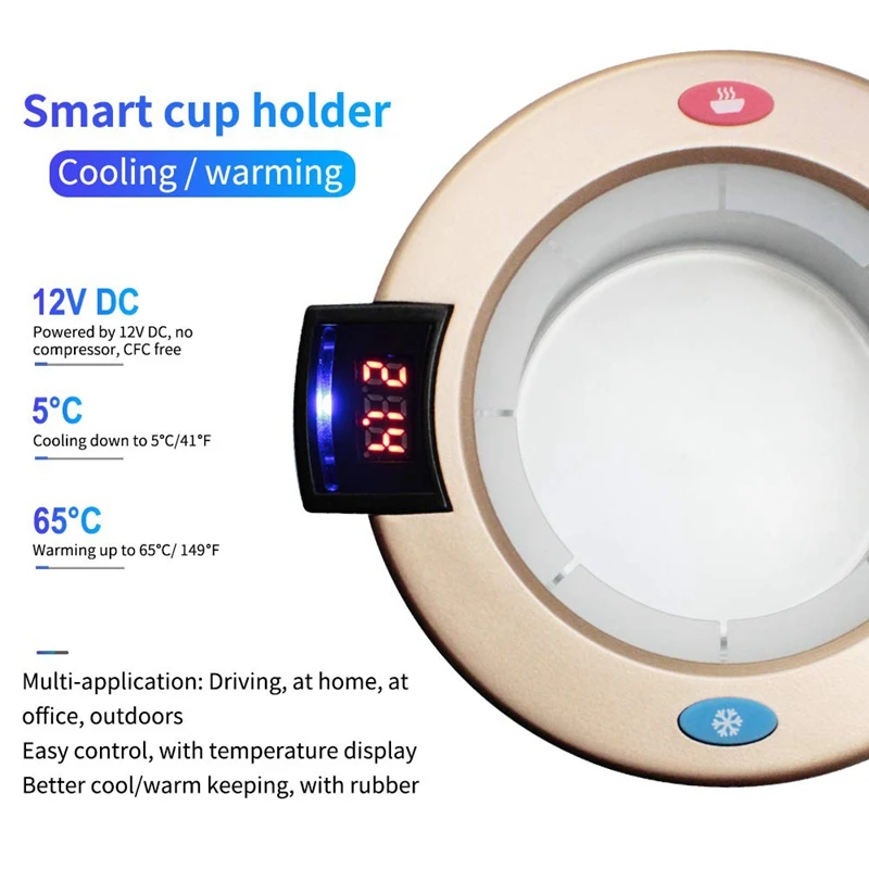 Портативный Умный держатель для чашек 12 В автомобильный охладитель