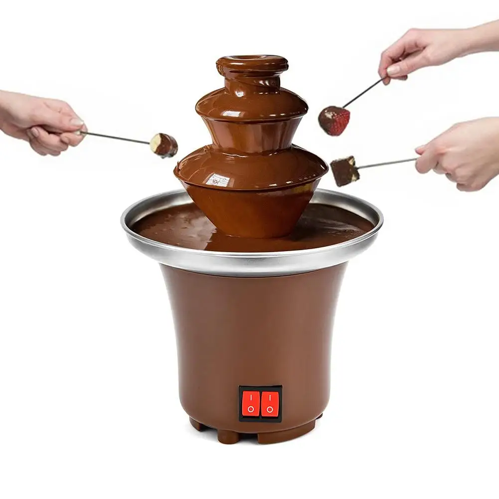 

Mini Chocolate Fountain Three Layers Electric Chocolate Melting Machine Household Heating Cheese Fondue Chocolate Machine