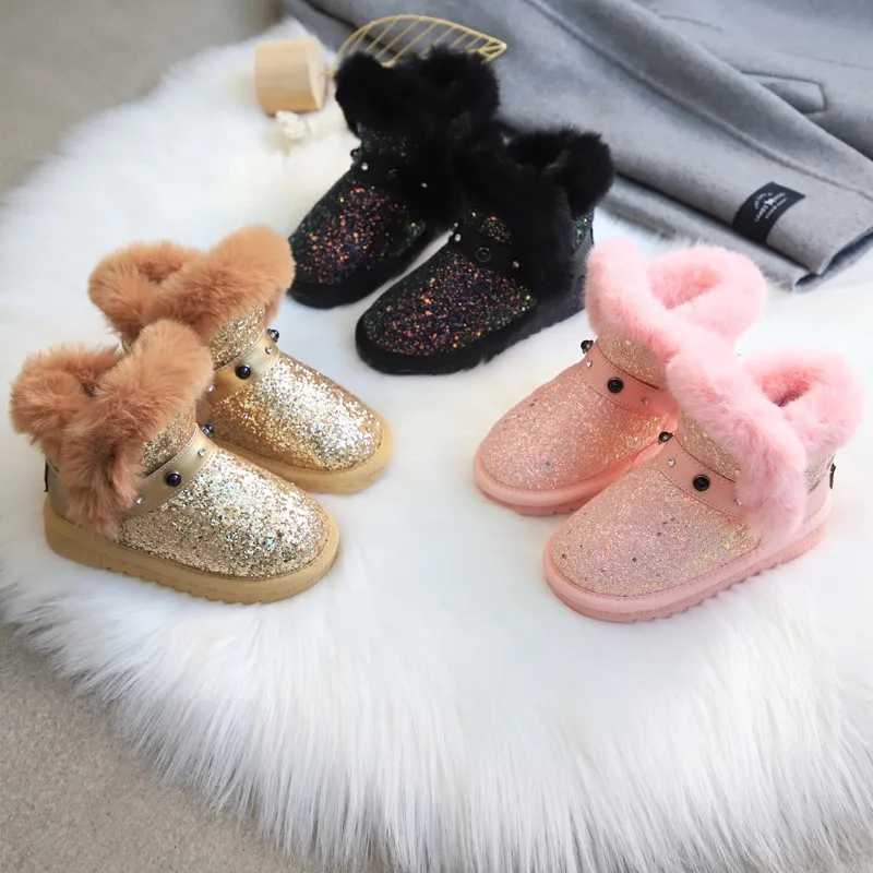 Зимние ботинки для девочек ULKNN детская обувь детские плюшевая теплая Модная