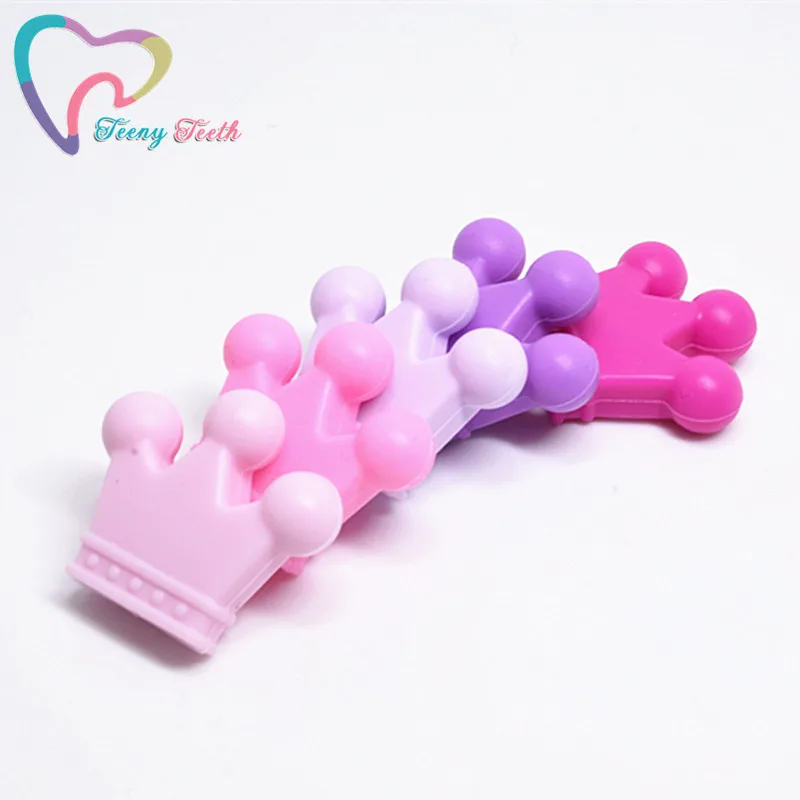 Teeny Teeth 5 шт. 100% пищевой класс фуксия Корона Форма силиконовые бусины для младенцев