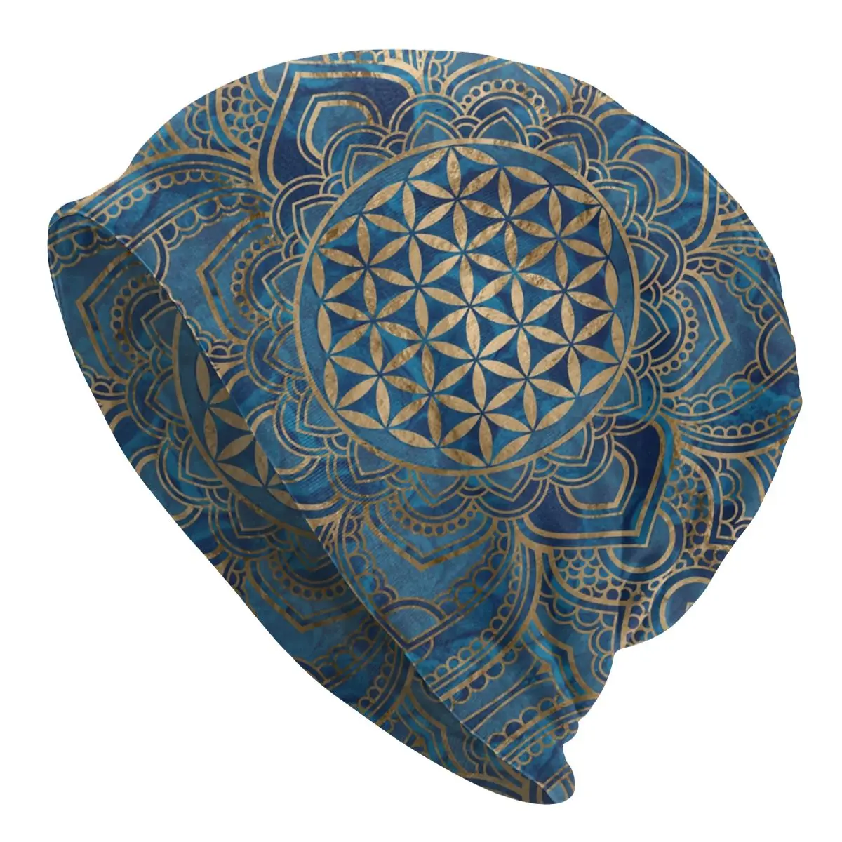 

Flower Of Life In Lotus Mandala Beanies Caps For Men Women Unisex Street Winter Warm Knitting Hat Adult Buddhism Bonnet Hats