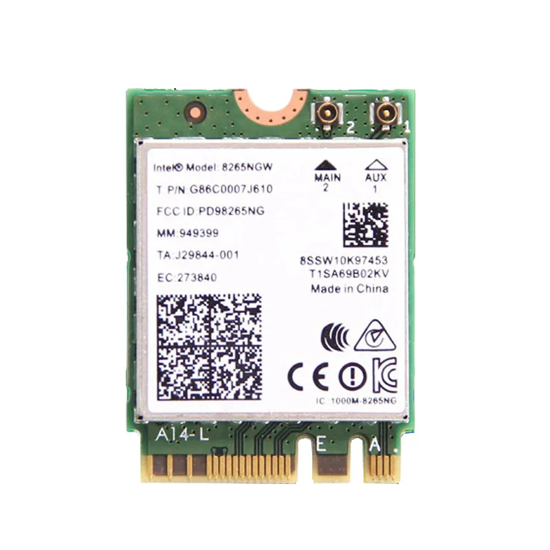 MU-MIMO 2, 4G/5 Ghz Wifi Bluetooth  Intel 8265NGW -AC 8265 NGFF 802.11ac 867Mbps 2x2