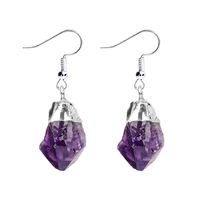 vava mia natural stone earrings reiki gem stone beads dangle hook drop earring vintage polygon purple for female jewelry gift