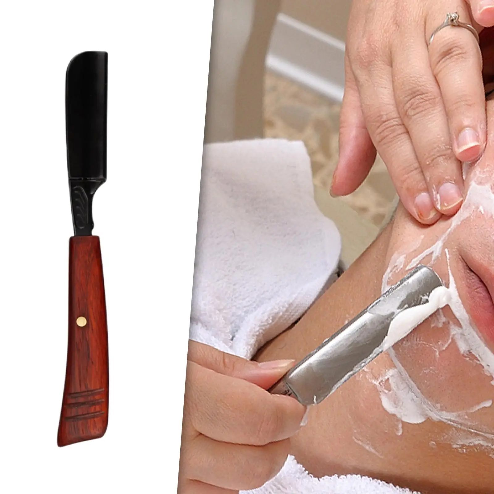 Razor Straight Handle Barber Unisex Clip Compression Shaving Hair Wooden Blades Holder Zinc Alloy Head Use Japanese Style | Красота и