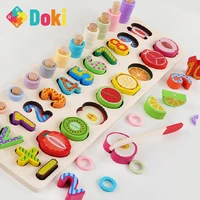 doki toy educational wooden toys for kids board math fishing count numbers digital shape match early education child gift toy
