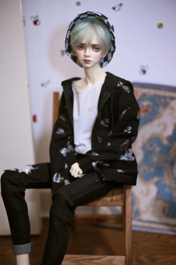 

Детская одежда BJD, уличный черный, серебристый кардиган с капюшоном на молнии с надписью love, 1/4 и 1/3, дядя