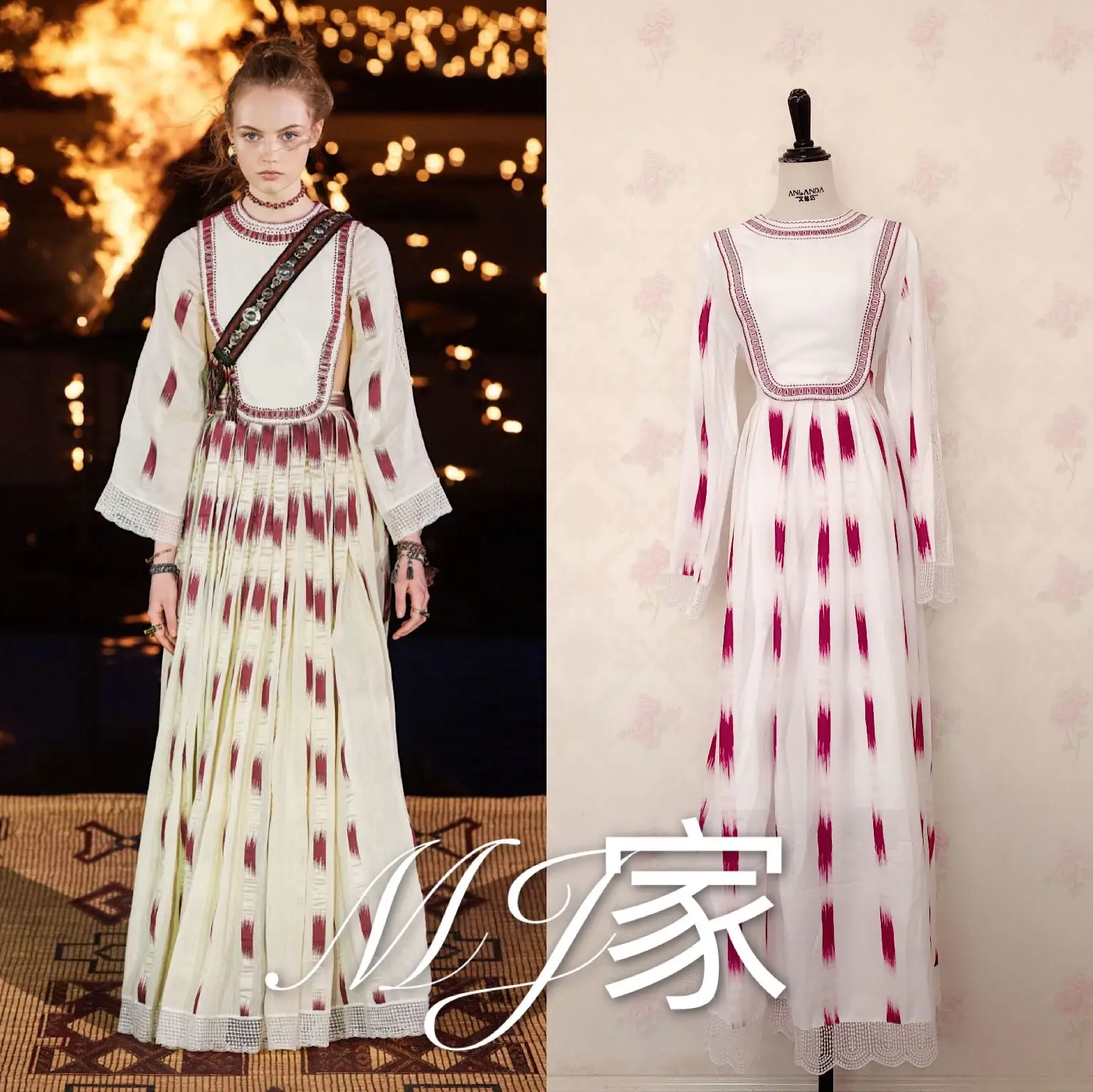 

national embroidery accept New waist sexy female Monsieur beaucaire vertical and horizontal lines connect dress