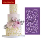 Кружевной трафарет с асимметричным дизайном для торта, сетчатый трафарет для свадебного торта, трафареты для помадки, форма для торта Кондитерские инструменты для украшения торта