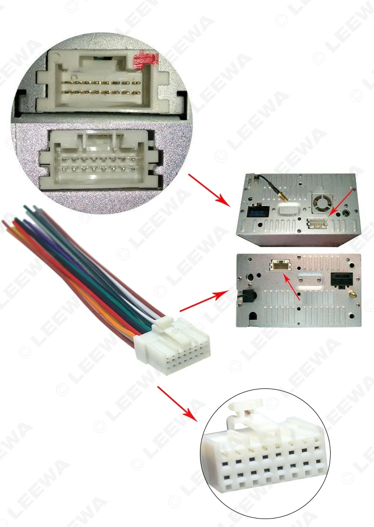 Автомобильный стерео радиоприемник LEEWA 16 контактный провод жгут проводов для