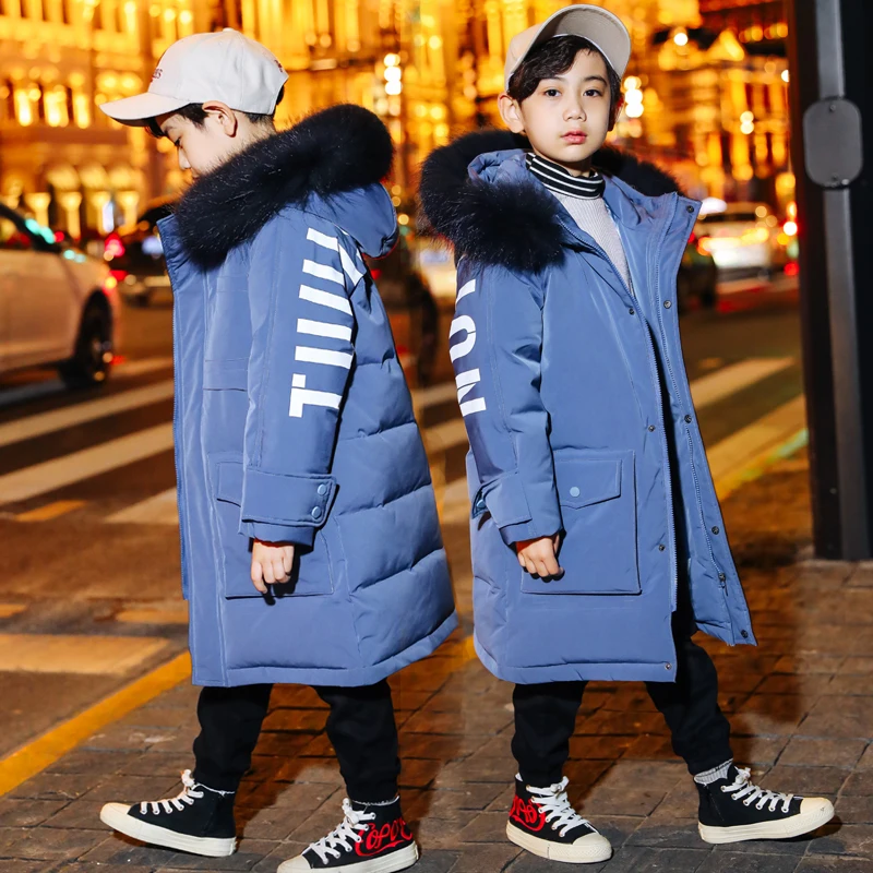 2019 г. теплые пуховики для маленьких мальчиков Длинная модель детское пуховое